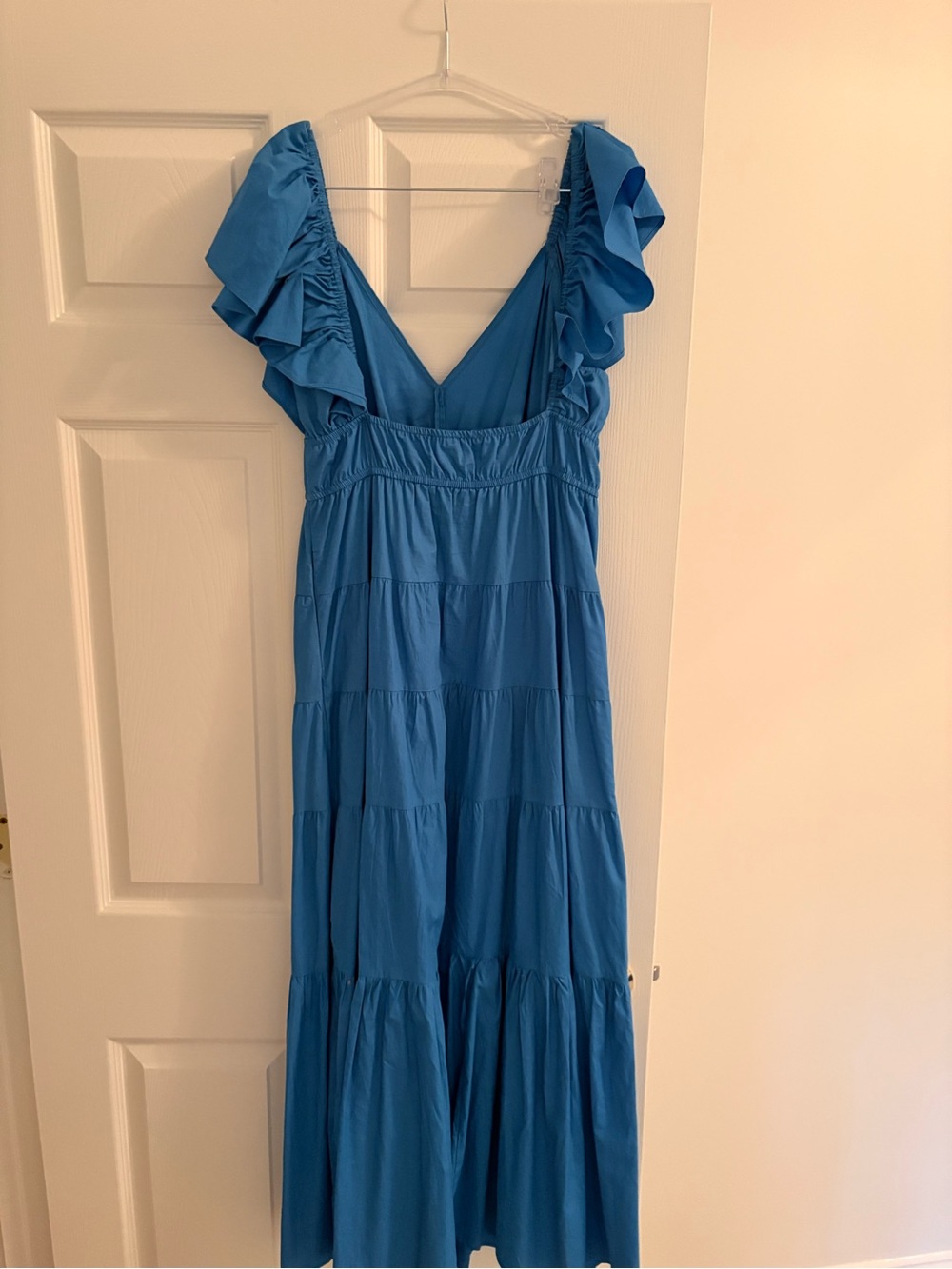Moon River Sky Blue Ruffle Maxi Dress